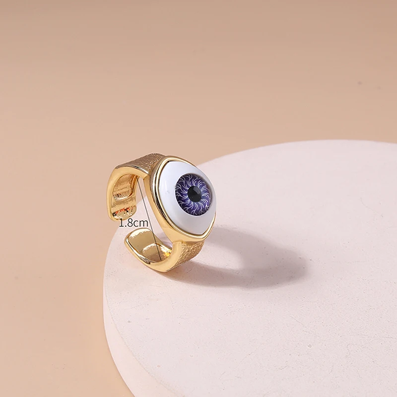 Obega Vintage Simple Evil Eye Rings For Women Gothic Gold Color Lucky Turkish Blue One Eyed Finger Ring  Jewelry Gifts