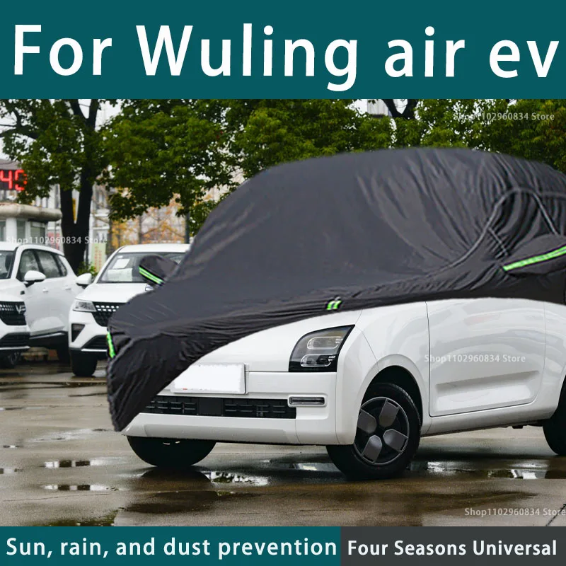 

For Wuling EV 210T Full Car Covers Outdoor Uv Sun Protection Dust Rain Snow Protective Car Cover Auto Black Cover