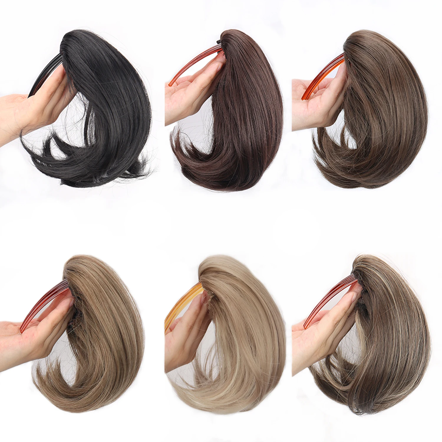 Coleta corta sintética con clip de peine, accesorios para el cabello con cordón elástico, adecuado para uso de mujer