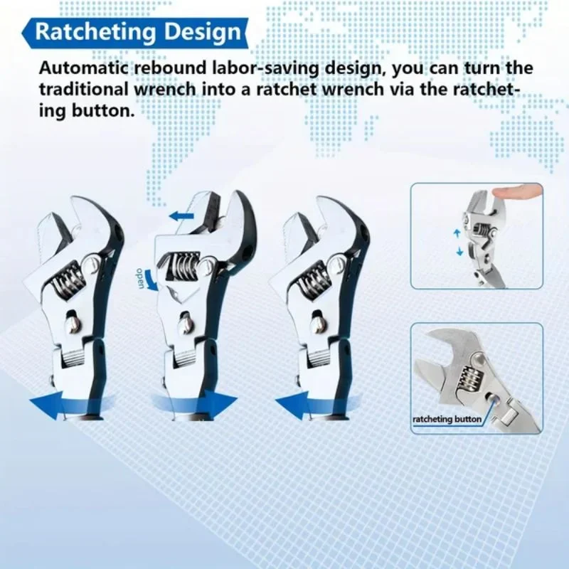 5 In 1 Telescopic Shaking Head Ratchet Wrench 180 Degree Adjustable Folding Multifunctional Retractable Wrench