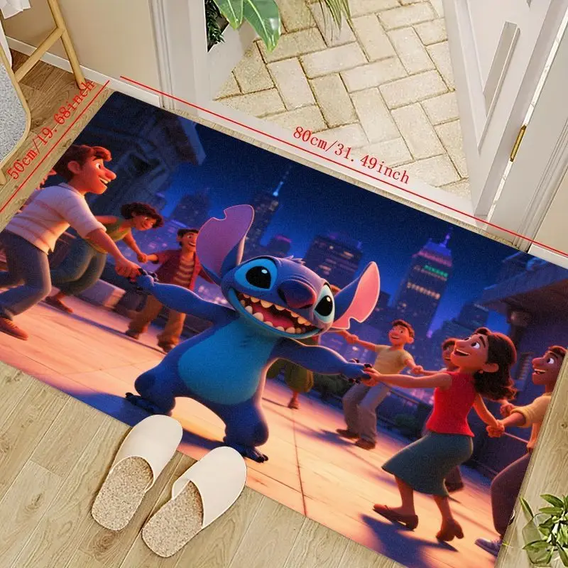 

1 шт. милый коврик Disney Lilo & Stitch Alien Stitch Dancing, коврик с ярким рисунком аниме для детской комнаты, гостиной