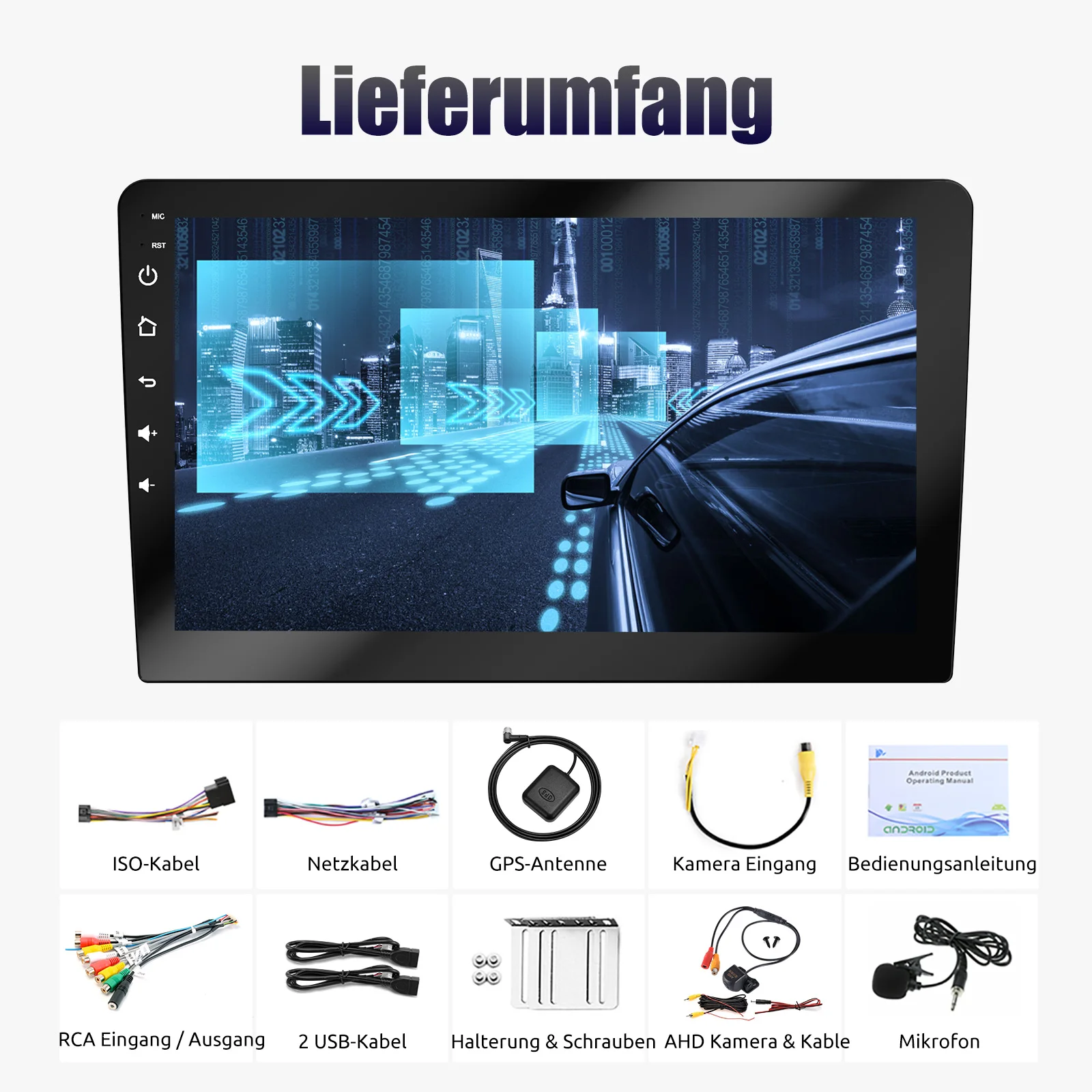 MOPECT 10 inch 2 DIN Android 15 4+64GB 4+128GB autoradio multimediasysteem universeel CarPlay Android Auto GPS-navigatie AM-radio WIFI DAB+
