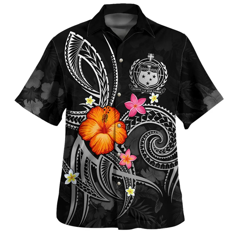 Summer Harajuku 3D Polynesian Samoa Flag Printing Shirts For Men Samoa Coat Of Arms Graphic Shirts & Blouses Fashion Women Shirt