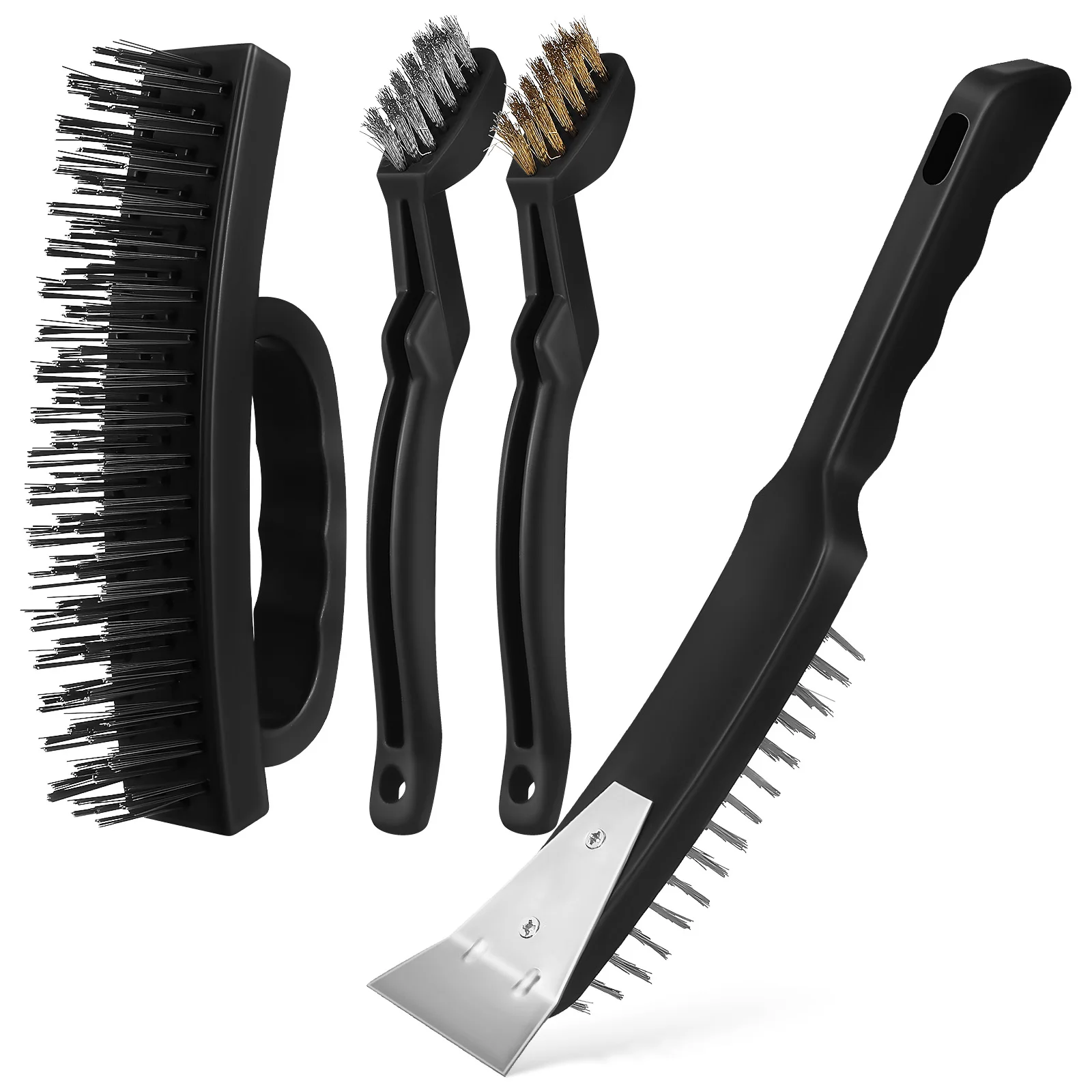 

4 pcs Industrial Brush Hard Wire Brushes For Cleaning Parts Heavy Duty Stainless Steel Dust Brush Tool Kit Kitchen