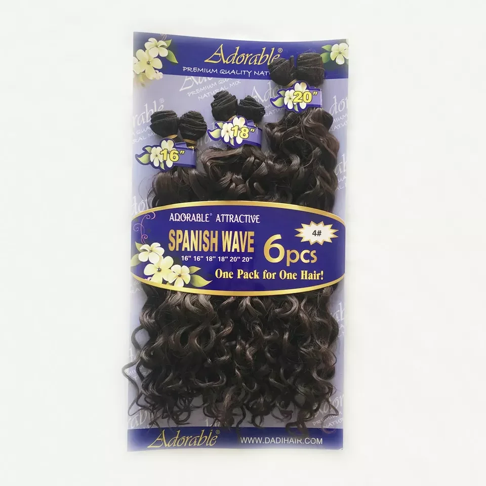 شعر صناعي رائع ينسج موجة إسبانية 6 حزم/وحدة وصلات شعر مجعد غير معالجة دروبشيب #3