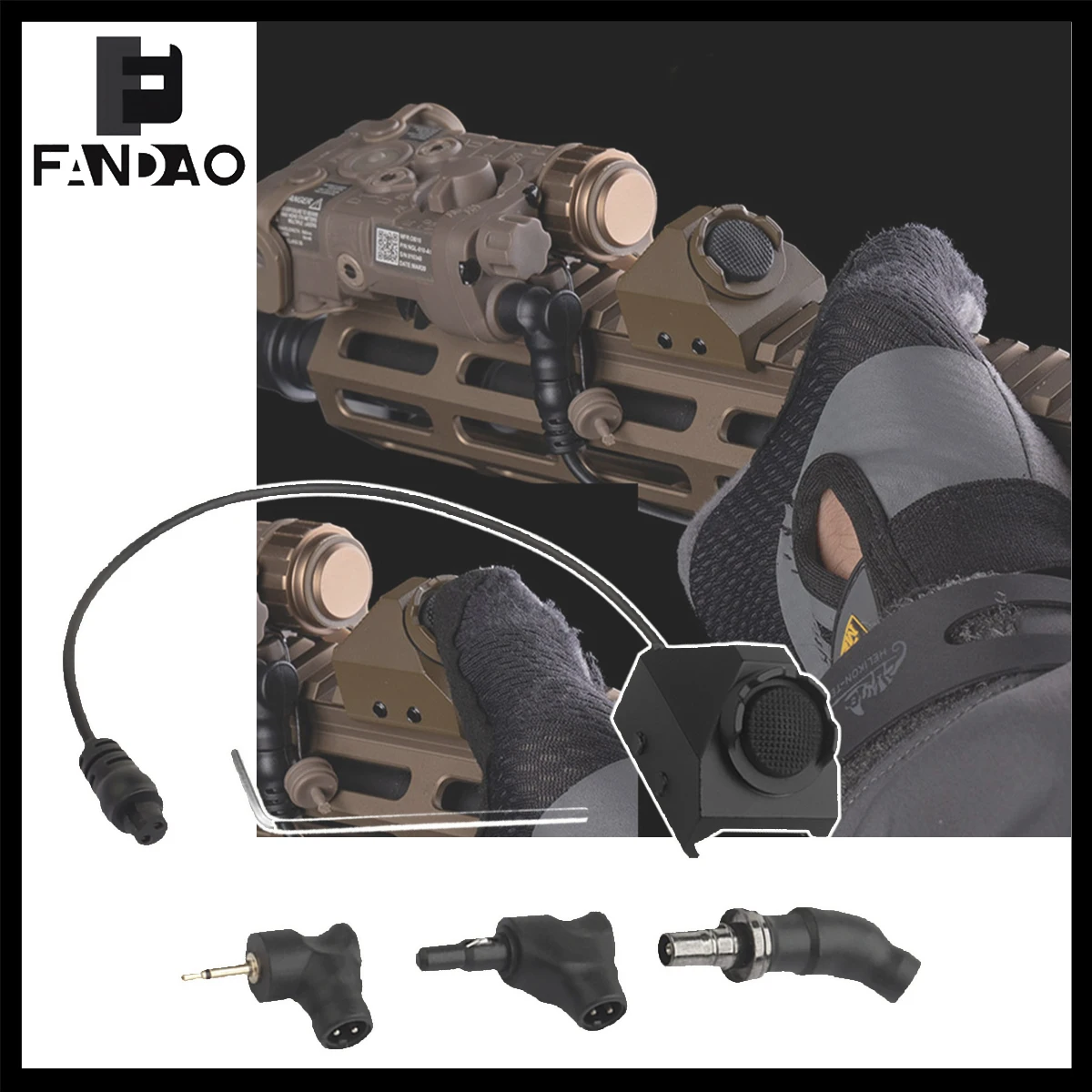 

Tactical UN Metal Single Wire Switch SF 2.5mm Remote Pressure Switch Button with Three Types of Plugs for CS Airsoft Shooting