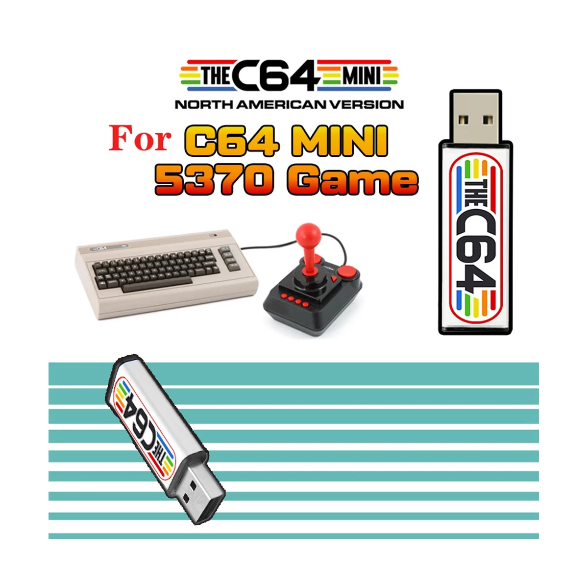 USB-накопитель для мини-игровой консоли C64 в стиле ретро, USB-накопитель для подключения и игры, U-диск для игр с 5370 играми