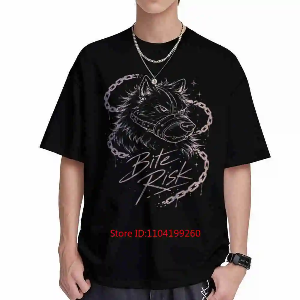 Bite Risk Wolf Furry Funny Warning Fandom Short Sleeve Tee 100% Cotton T-Shirt