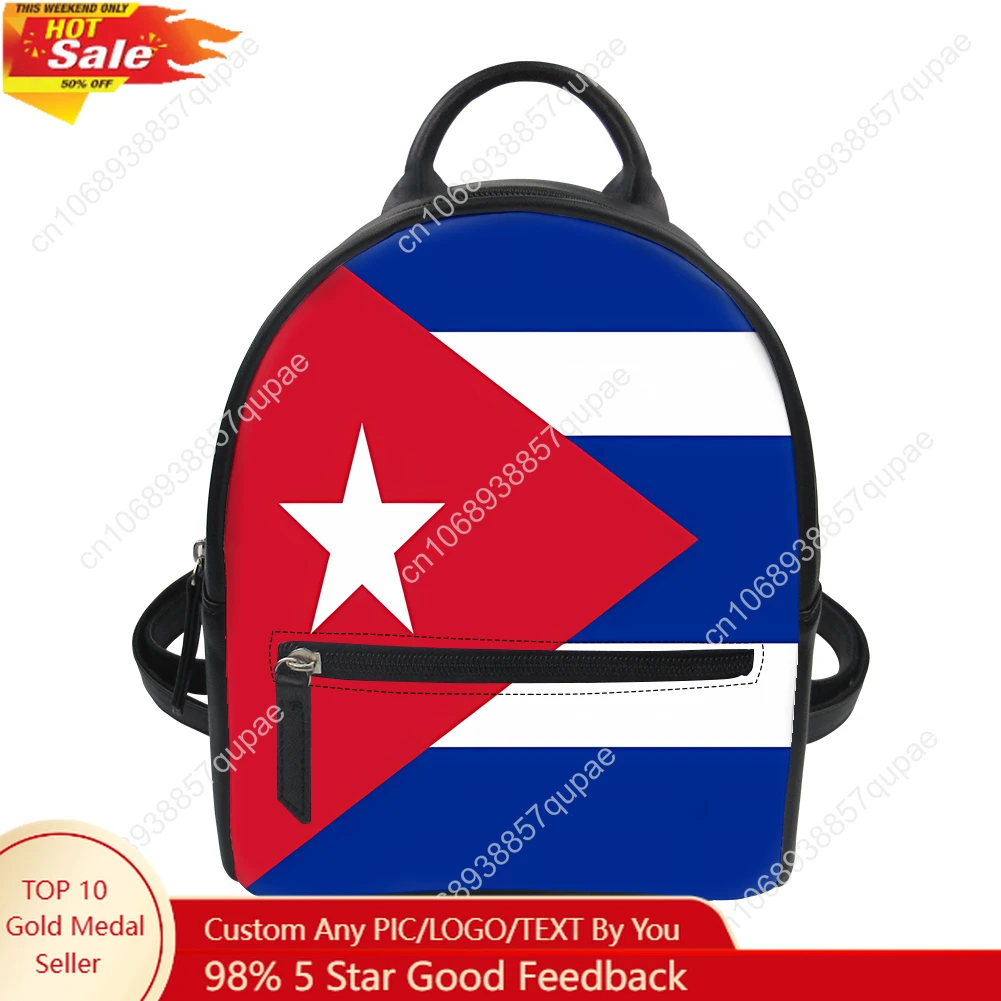 Cuban Flag Custom Backpack Purse Carter Schoolbags Double Shoulder Bag Mini Daypack Leather Travel Bag