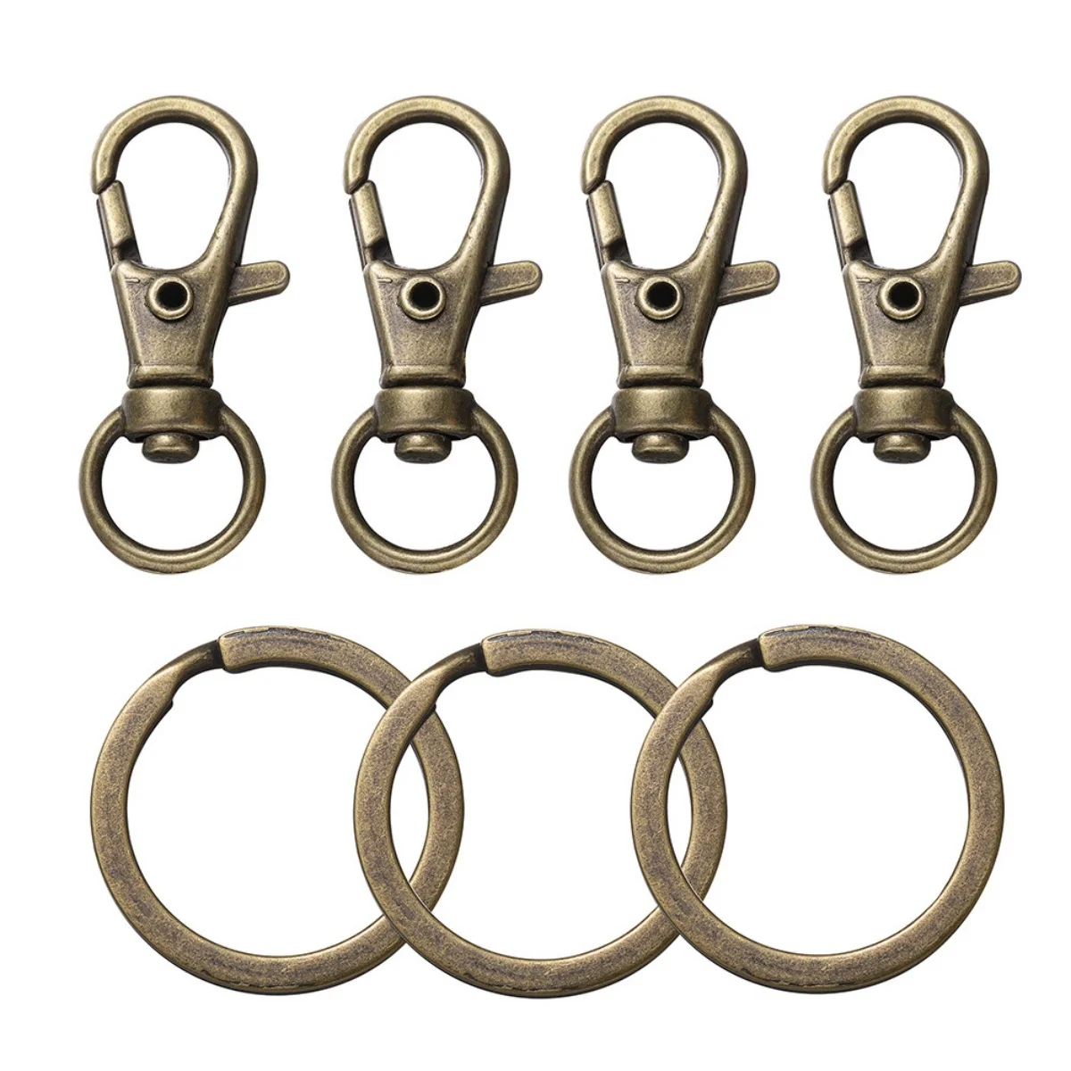 20Pcs Punk Swivel Clasps Set Lanyard Snap Hooks with Key Chain Rings Bag Belt Dog Chains Clip Hooks for DIY Necklace Supplies