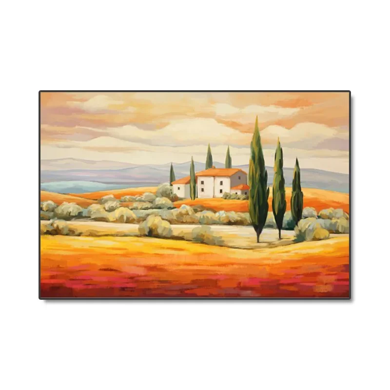

Landscape spray painting, semi-hand painted sunset decoration painting, bedroom living room entrance crystal porcelain painting