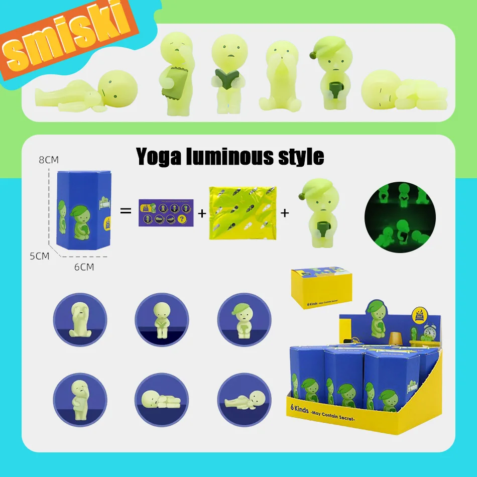 Bonita figura de Anime Smiski, caja ciega, serie de dormitorio, juguetes noctilucentes sorprendentes, modelo para recoger muñecos, decoración, regalos de Navidad para niños