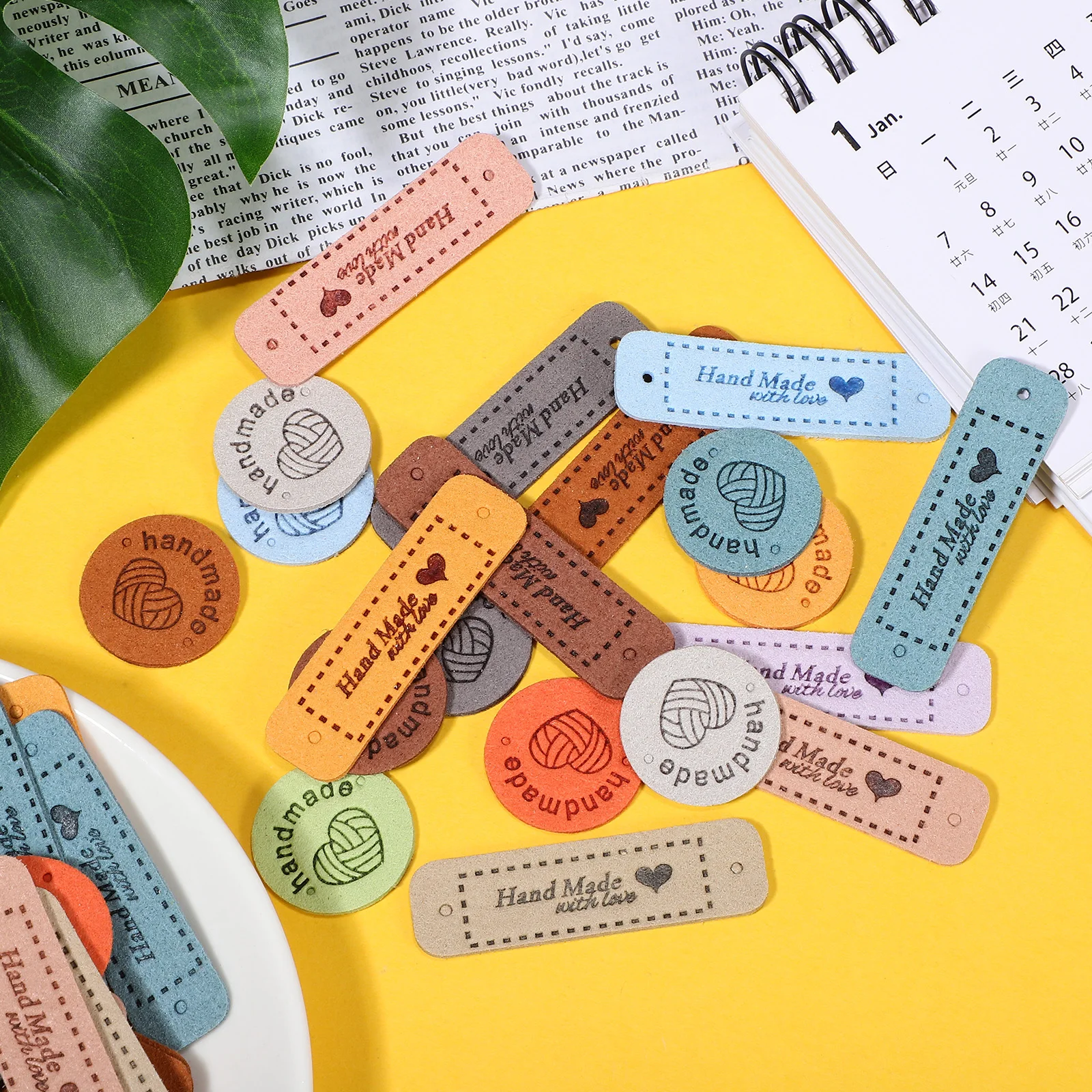 

60pcs Handmade Tags Colorful Heart Labels 10 Colors 3 Each Tear Resistant Soft Crochet Supplies Sewing Labels