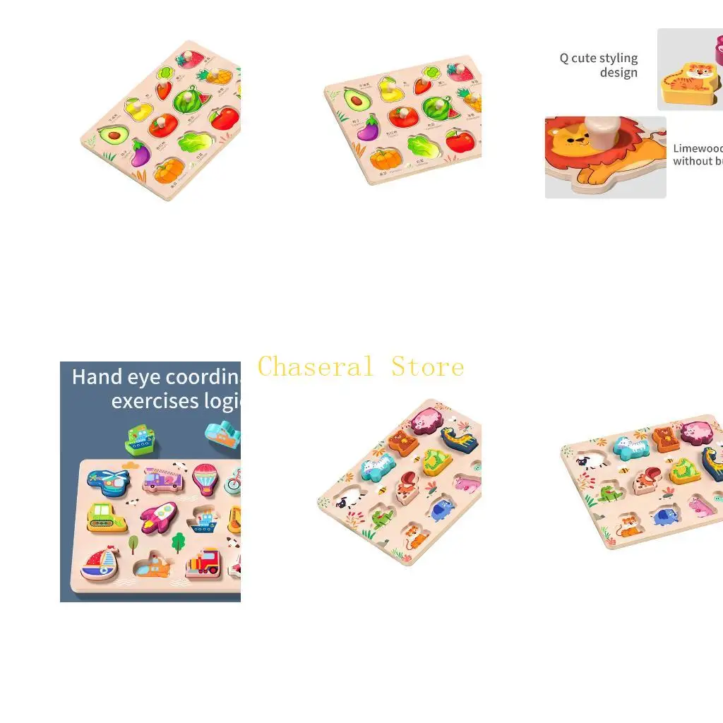 

E7CE Wooden Vegetables Animal Vehicle Fruit Puzzle for Kids Early Learning and Fun