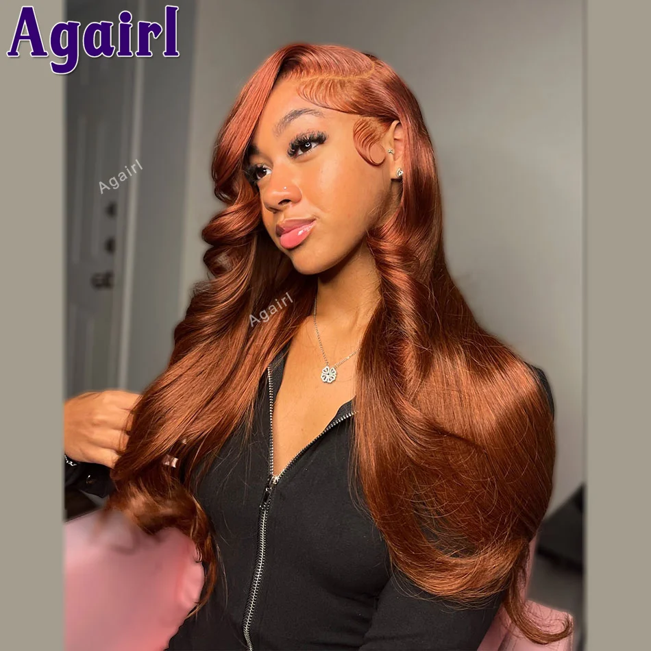 

Orange Ginger Lace Front Body Wave Human Hair Wigs 13x4 13x6 Transparent Lace Frontal Wig 6X4 Closure Lace Wigs For Women 32Inch