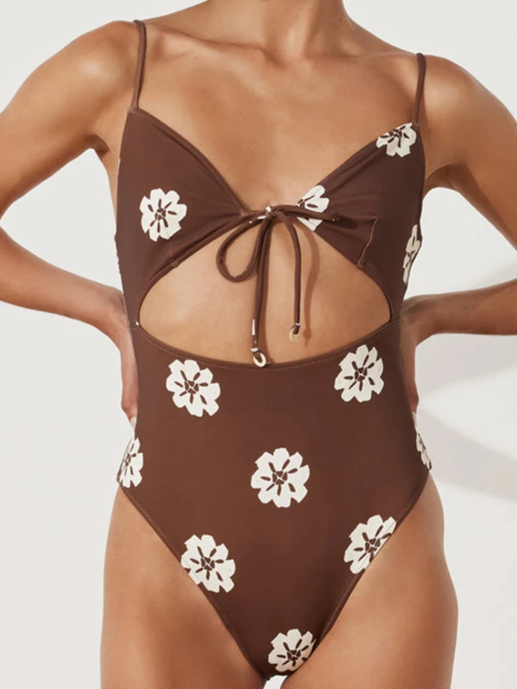 COOBBU-Maillot de bain une pièce imprimé léopard, string, sexy, imbibé, push up, vêtements de plage, brésilien, pour femmes