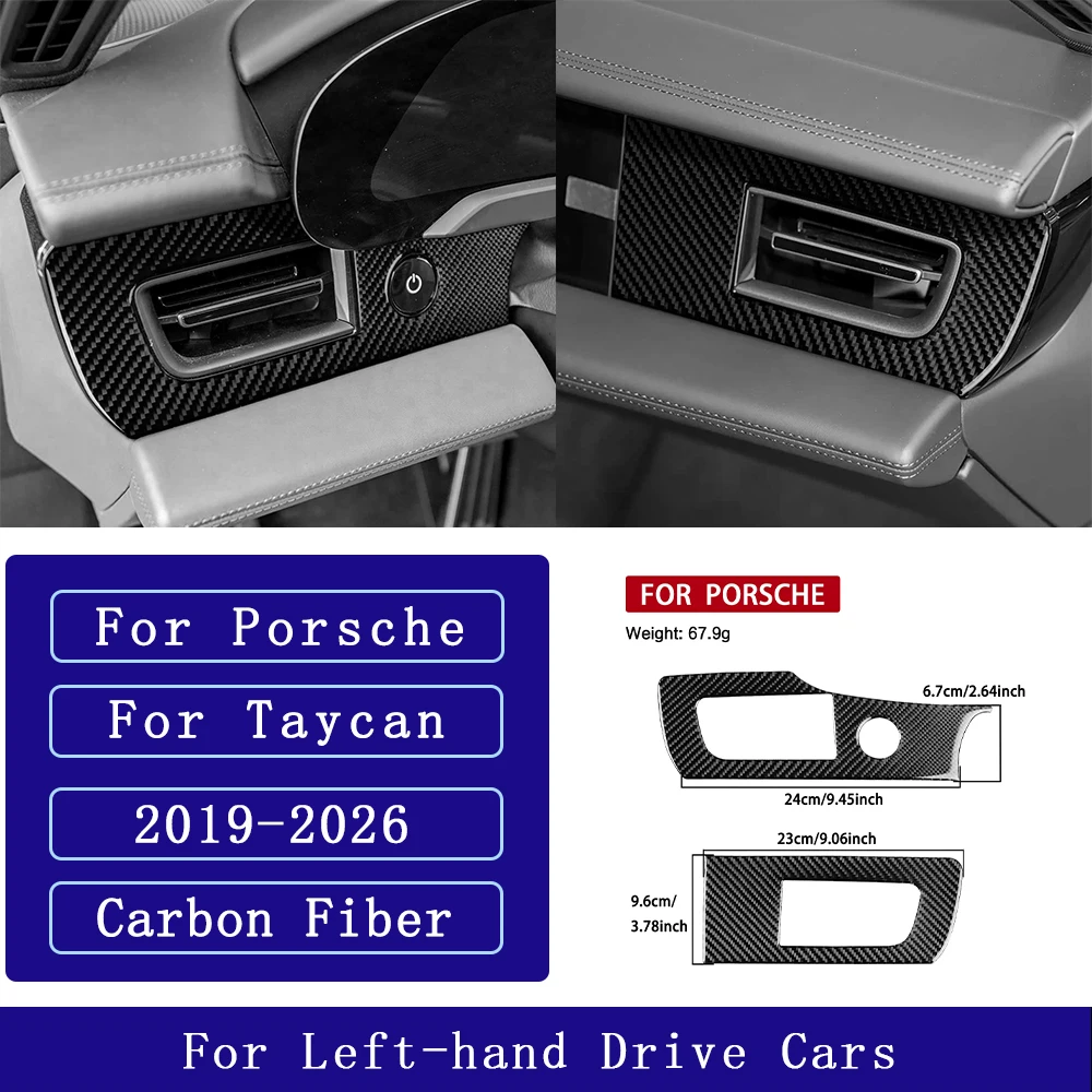 ポルシェ-タイカン-2019-2026-カーボンファイバー製-インストルメント-エアコン吹き出し口パネル-車用アクセサリー-インテリア装飾ステッカー