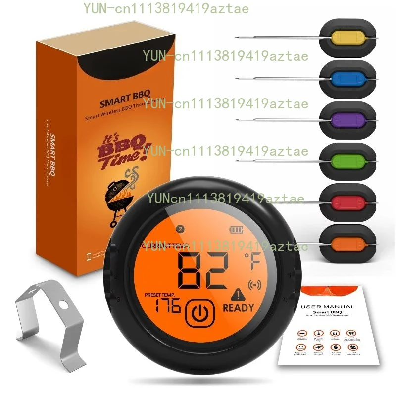Wireless Bluetooth Food Temperature Detector 100M Remote Range with 6 Probes Digital Readout