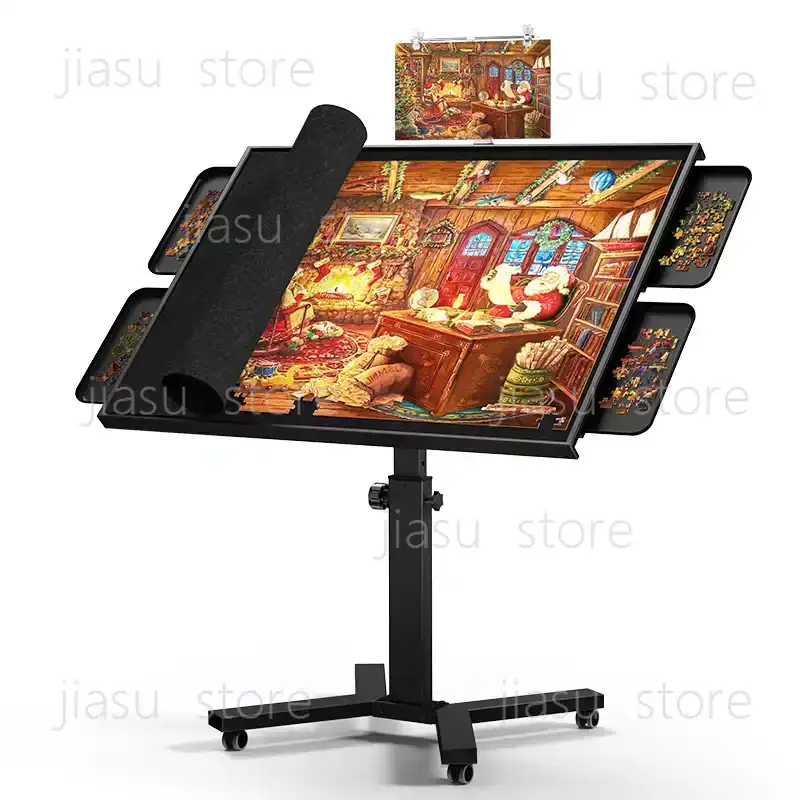 

2000 Pieces Puzzle Table, Adjustable Metal Table with Drawers and Ergonomic Cover