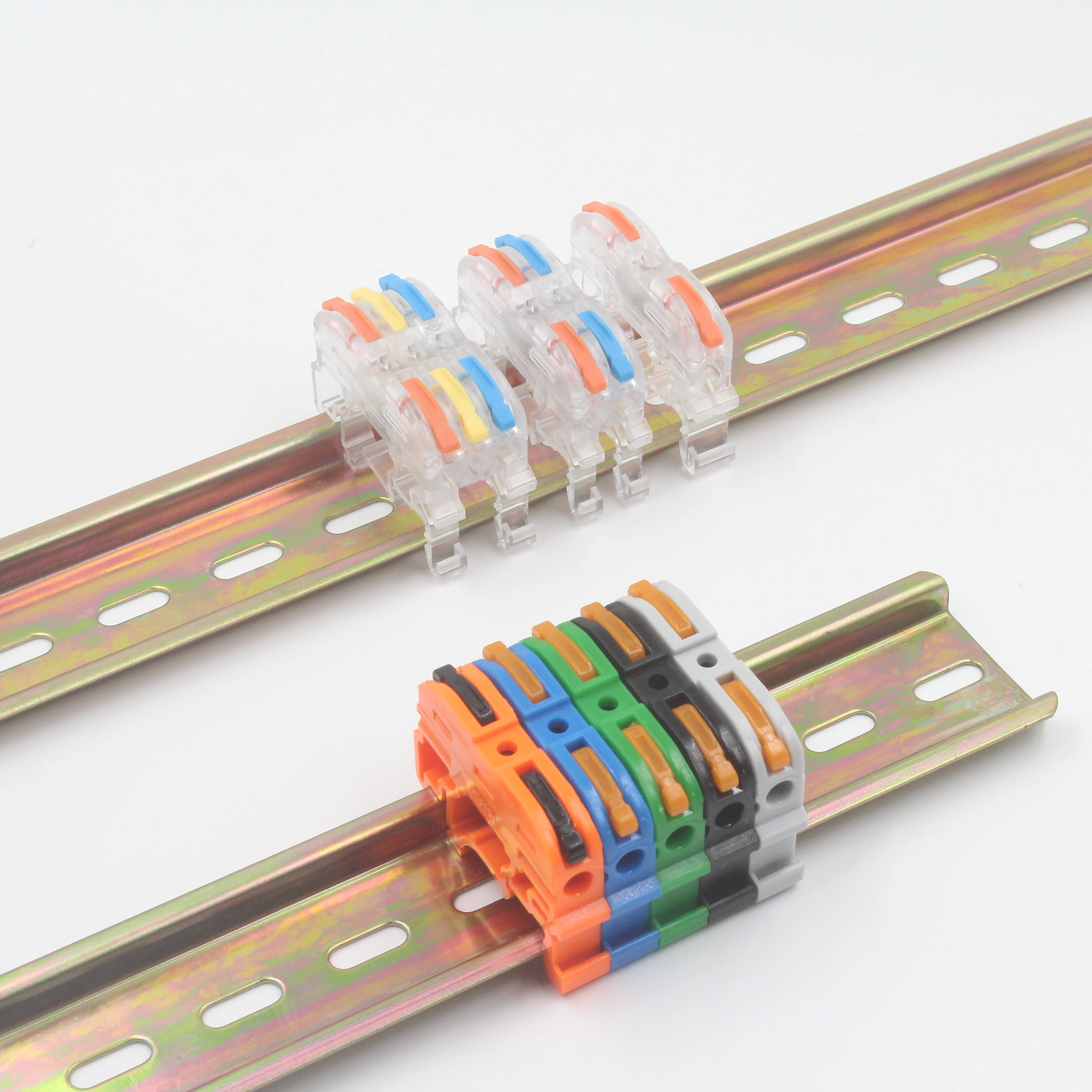 

Rail Terminal Block Cable Connector Line Transparent Type Grey Colored 32A RF, Lighting Universal Compact Fast Color 211