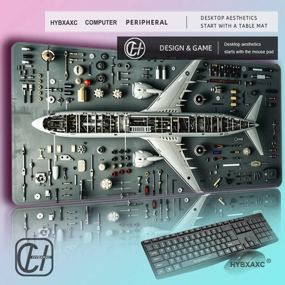 

HYBXAXC Airplane Fighter Design Mouse Pad Hot Large Computer Office Table Mat Rubber Anti-slip Keyboard Mousepad Long Desk Pads