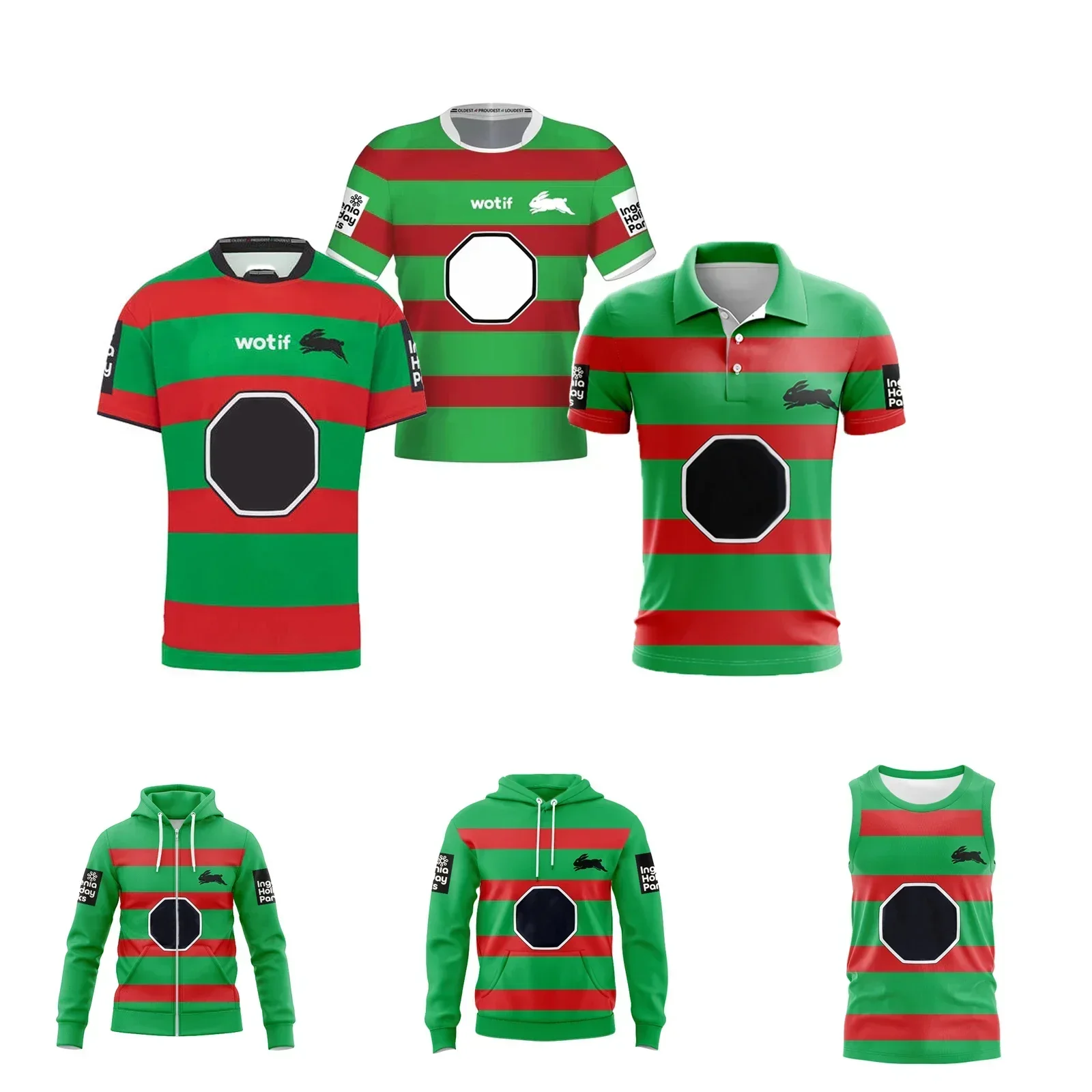 South Sydney Rabbitohs 2024 Men's Replica Home/Away Rugby Jersey Hoodie Vest Customize