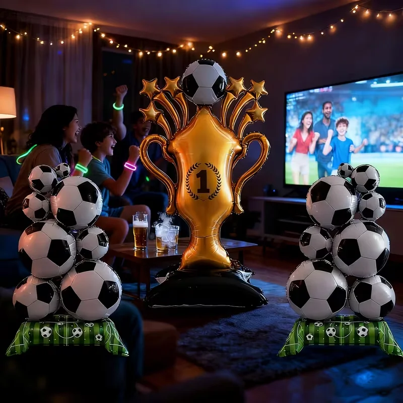 Soccer Trophy Large Standing Foil Balloons Kit for Sports Football Theme Birthday Party Decoration Supplies Gift Photo Props view 5