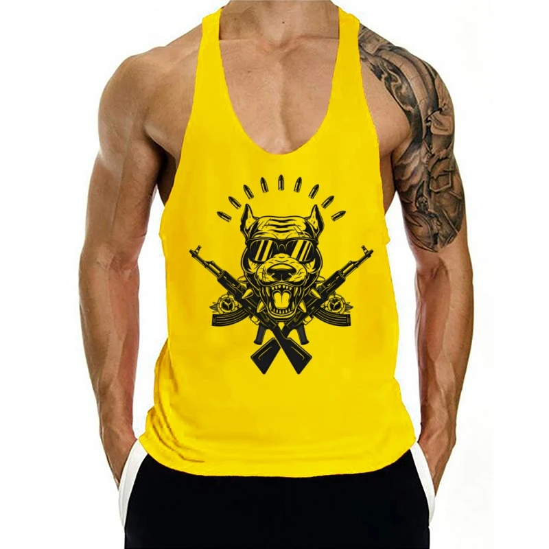 قميص بدون أكمام للياقة البدنية سريع الجفاف للرجال - قميص كمال الأجسام من القطن بدون أكمام، قميص داخلي قابل للتمدد للتدريب الرياضي والتمارين الرياضية في صالة الألعاب الرياضية #4