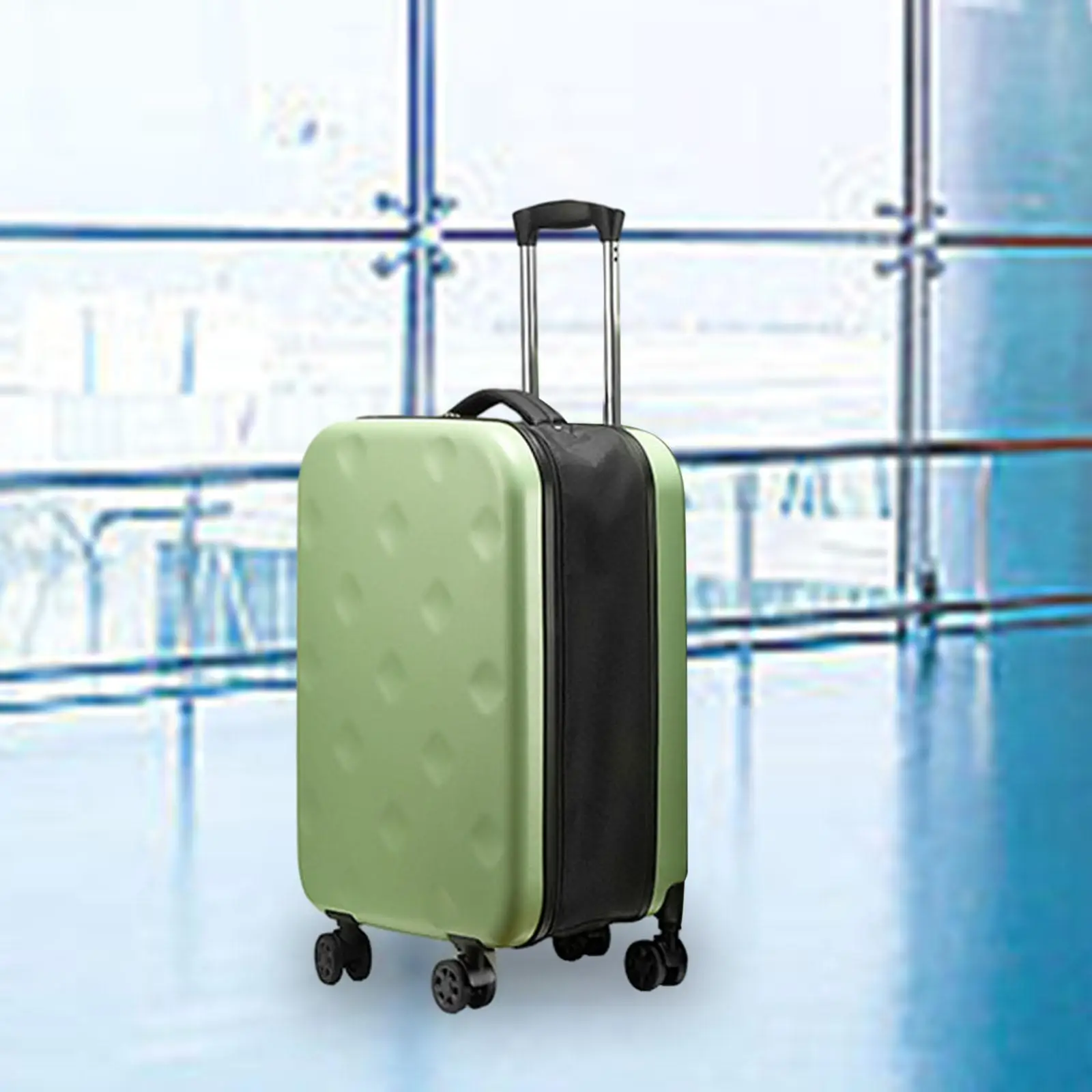 Collapsible Suitcase Carry on Luggage Scratch, Water & Impact Resistant Hard Shell Green Travel Suitcase Folding Trolley Case