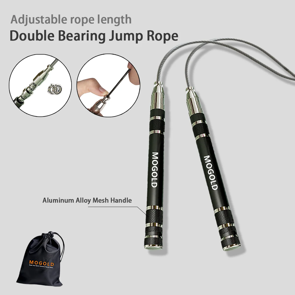 Aluminum Jump Rope, Ball Bearing, Adjustable Length Wire Rope, Gym Adult Fitness Training Sports Equipment, Aerobic Shaping