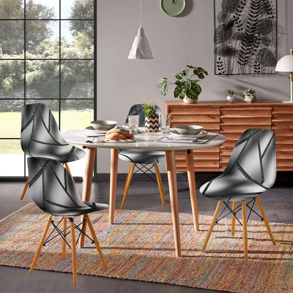 2/4pcs Shell Chair Cover Washable Print Chair Seat Covers for Dining Chairs Elastic Eames Chair Slipcovers Cover Home Decoration