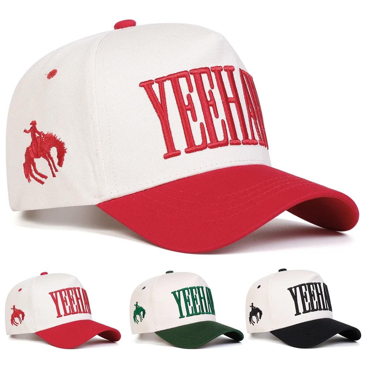 Unisex YEEHAW Baseballkappen mit Buchstabenstickerei, Frühling und Herbst, für den Außenbereich, verstellbare Freizeithüte, Sonnenschutzhut, Sportkappe