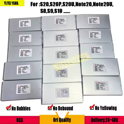 50Pcs OCA Film For Samsung S8 S9P NOTE 8 S20 PLUS S21 Ultra Note 20 Glue Sticker LCD Repair