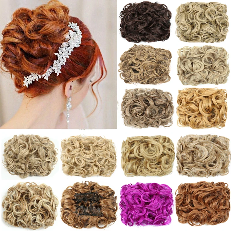 Mới Phi Tần Tổng Hợp Chignon Phụ Kiện Tóc Dành Cho Nữ Lộn Xộn Bun Kẹp Trên Tóc Giả Đuôi Chignon Bộ Tóc Giả