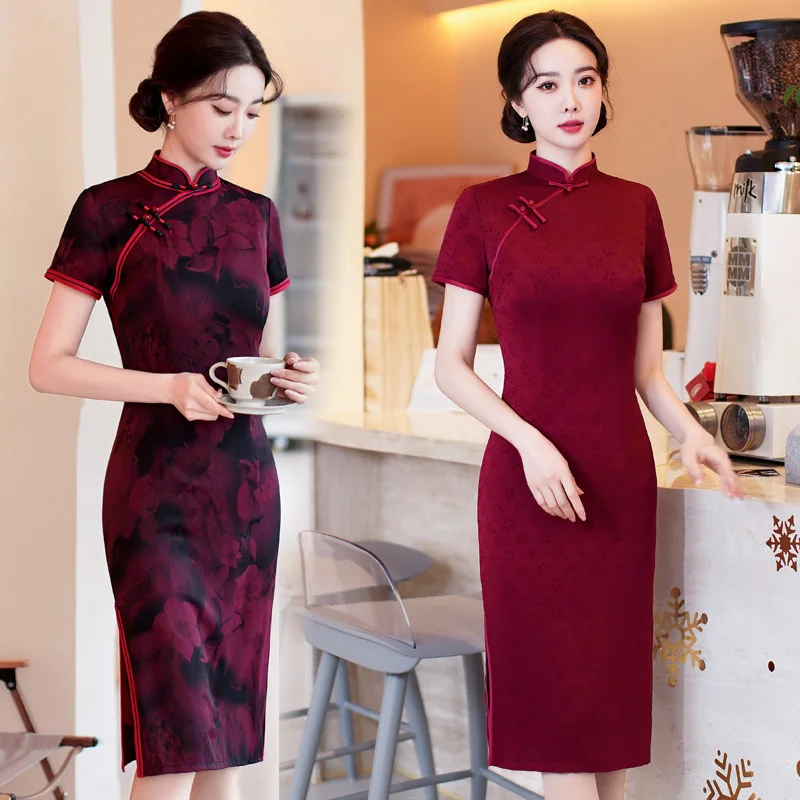 

Wedding Banquet Summer Dress High-end Young Mother-in-law Cheongsam Noble Qipao Mother Toast Dress Chinese Traditional Clothing