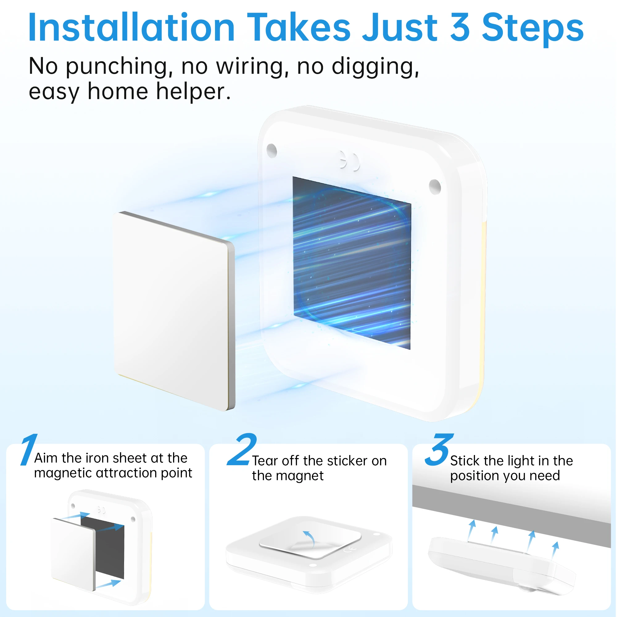 PZSUNLY LED 모션 센서 빛 무선 야간 조명 유형 C 계단 옷장 침실 Led 빛에 대 한 충전식 디 밍이 가능한 램프
