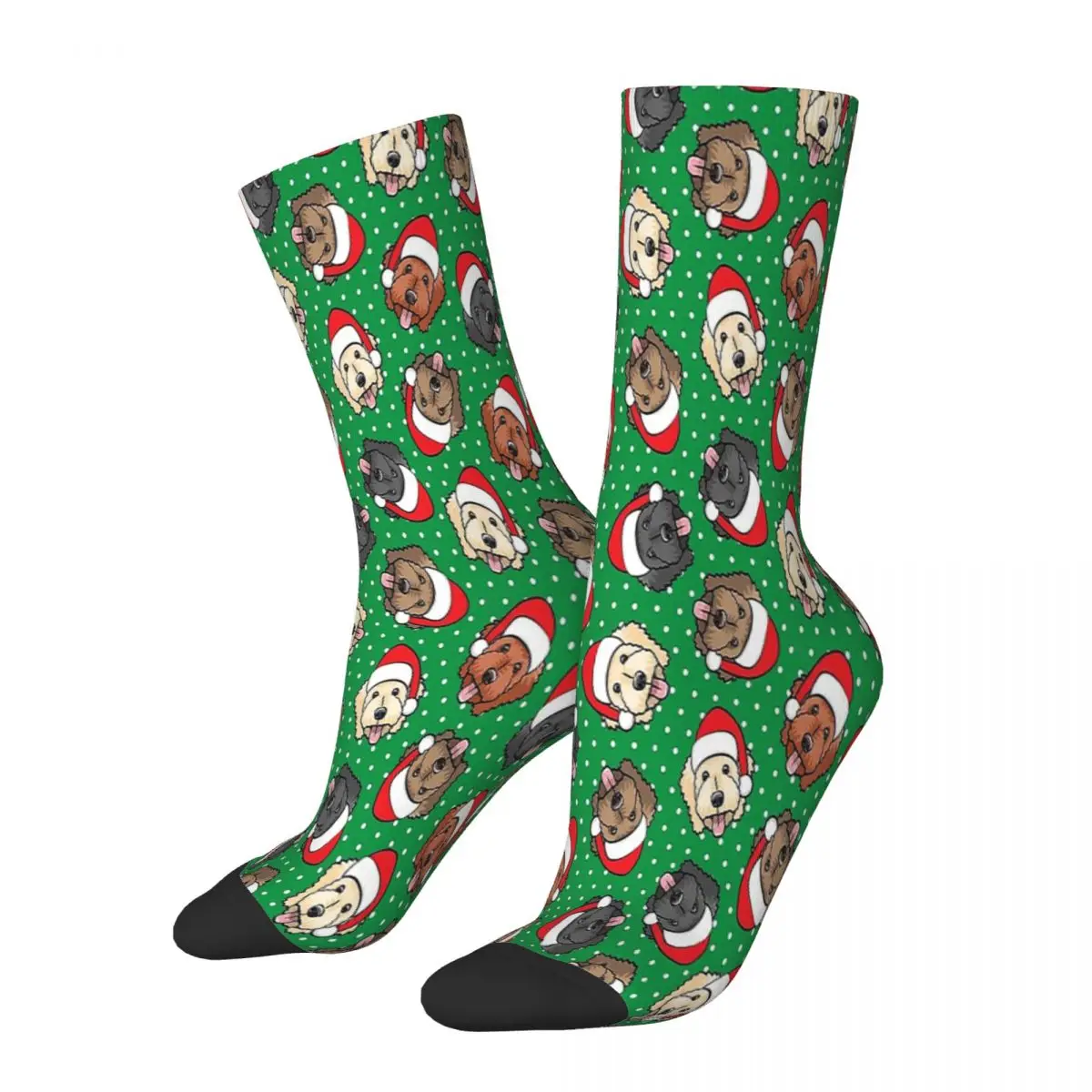 Calcetines con estampado de lunares para hombre y mujer, medias de Navidad con estampado de garabatos de Goldendoodles, Labradoodles, Labrador y perro Doge