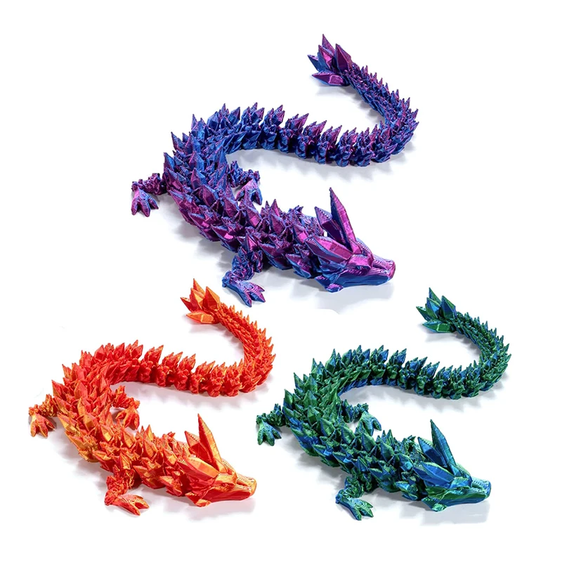 3D Printed Dragon Figures Multi-Jointed Movable Dragon Model Toys Tabletop Decorative Ornament Birthday Gifts