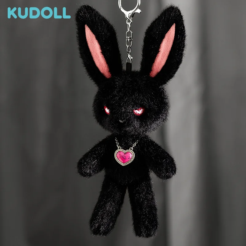 Gothic Style Black Rabbit Plush Toy Home Decor Goth Bag Keychain Halloween Pendant Home Decor