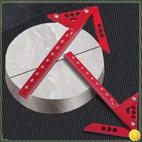 1 Piece Center Finder Woodworking Square Red Aluminum Alloy 45/90 Degree Right Angle Line Gauge Center Scribe Carpenter Ruler