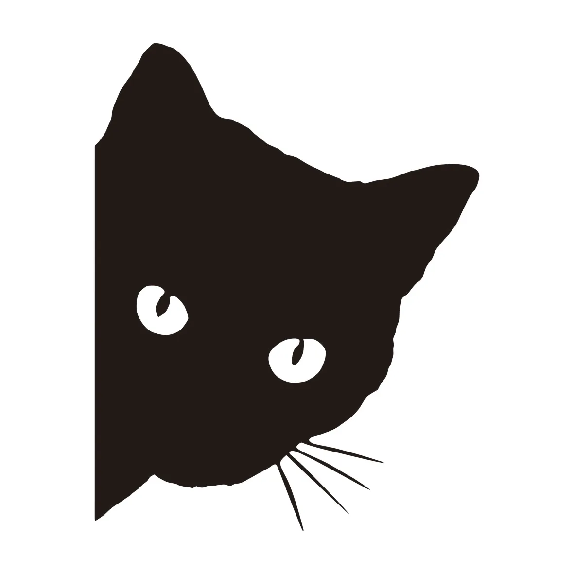 Creative Black Cat Face Peeking Car Stickers Automotive Decal Window Decoration Reflective Sticker Window Door Sticker 12*15cm