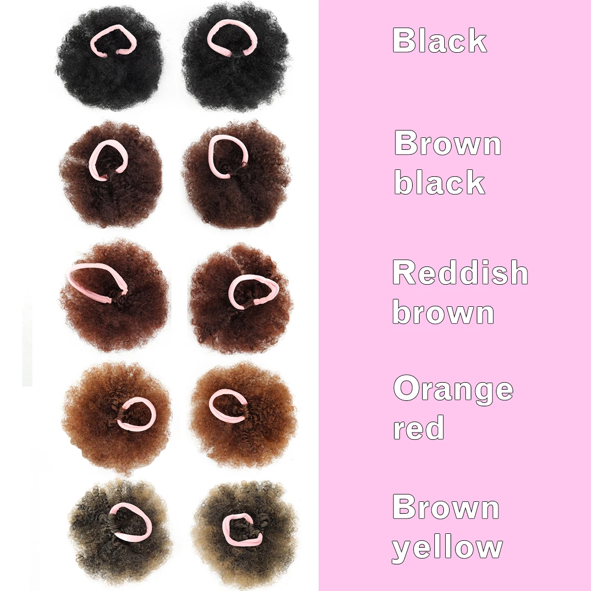 4inch Synthetic Small Afro Puff Drawstring Ponytail Kinky Curly Hair Bun Piece with Clips in Extensions for Women Chignon