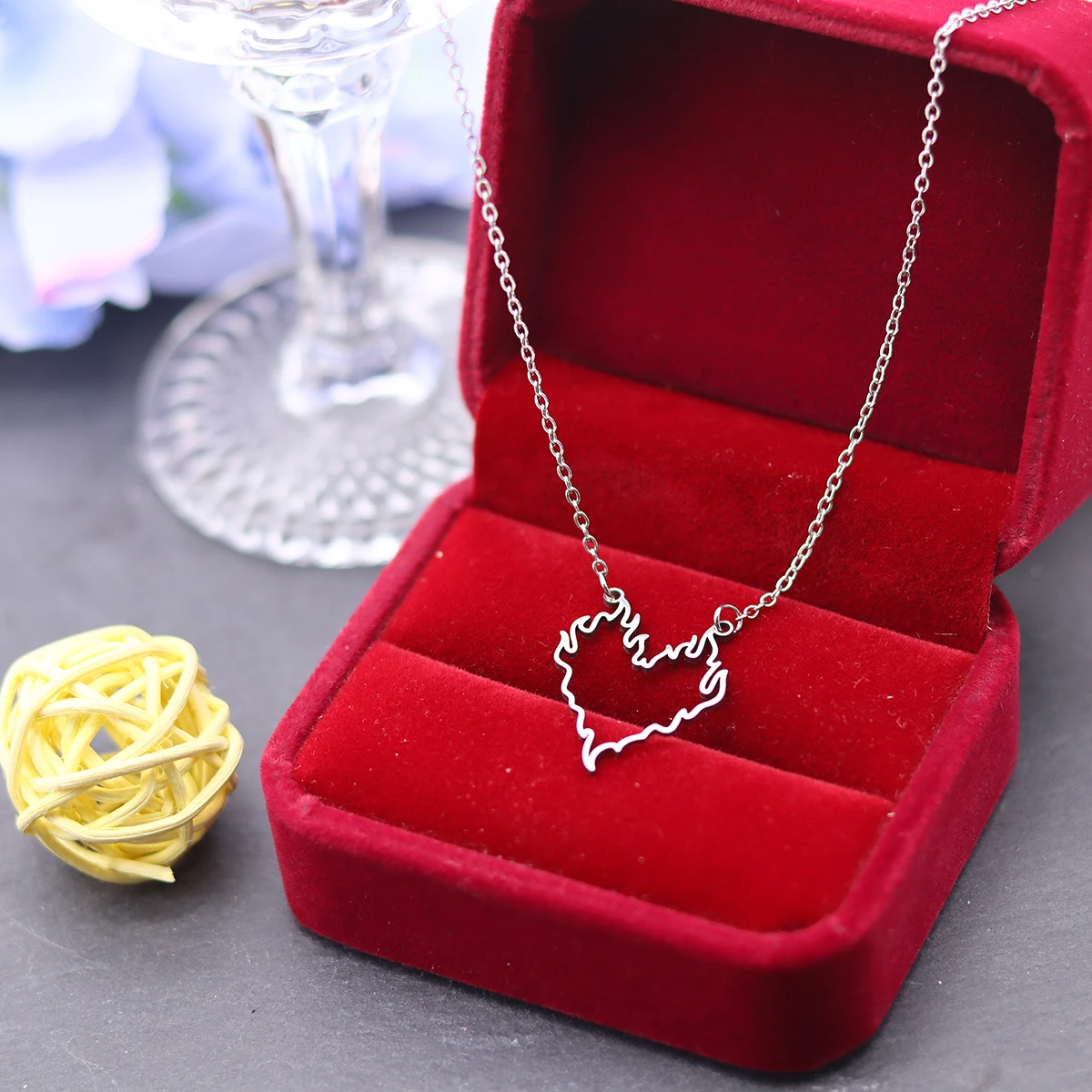 Todorova Stainless Steel Hollow Flame-shaped Heart Pendant Necklaces For Women Personalised Rock Charm Choker Necklace Jewelry