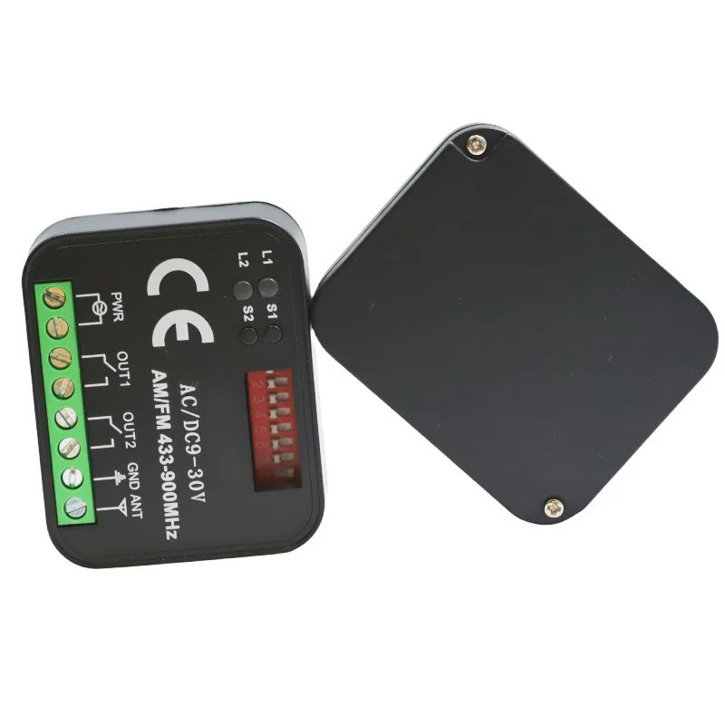 Universal  Receiver 2 Channel Remote Control Various Brands Frequency 433 or 900 MHz 12-30 V AC/DC Fixed/Rolling Code