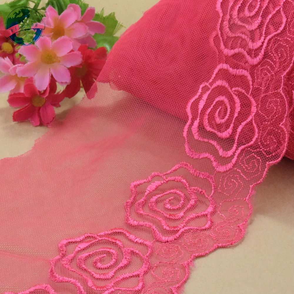 12cm pizzo rosato poliestere ricamo francese pizzo nastro tessuto Guipure fai da te trim ordito maglieria accessori per cucire bambola vestito #4321