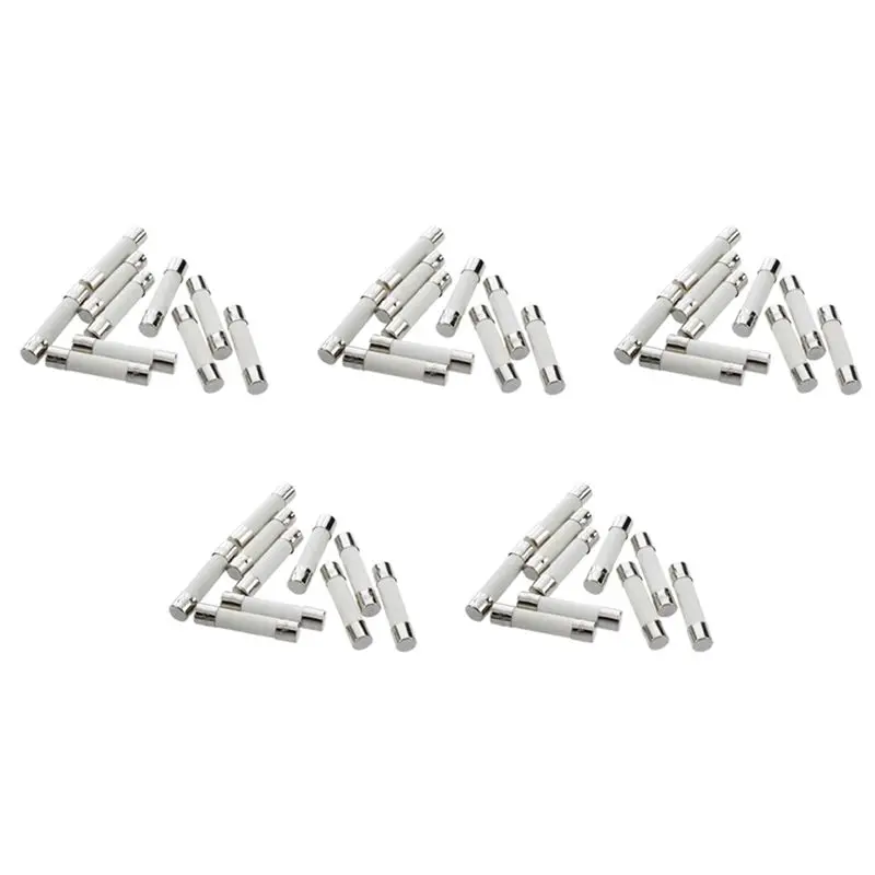 A84E-50 Pcs AC 250 V 15 A 6 X 30 Mm, High Speed Kick Cylindrical Fuse Tube · White + Silver