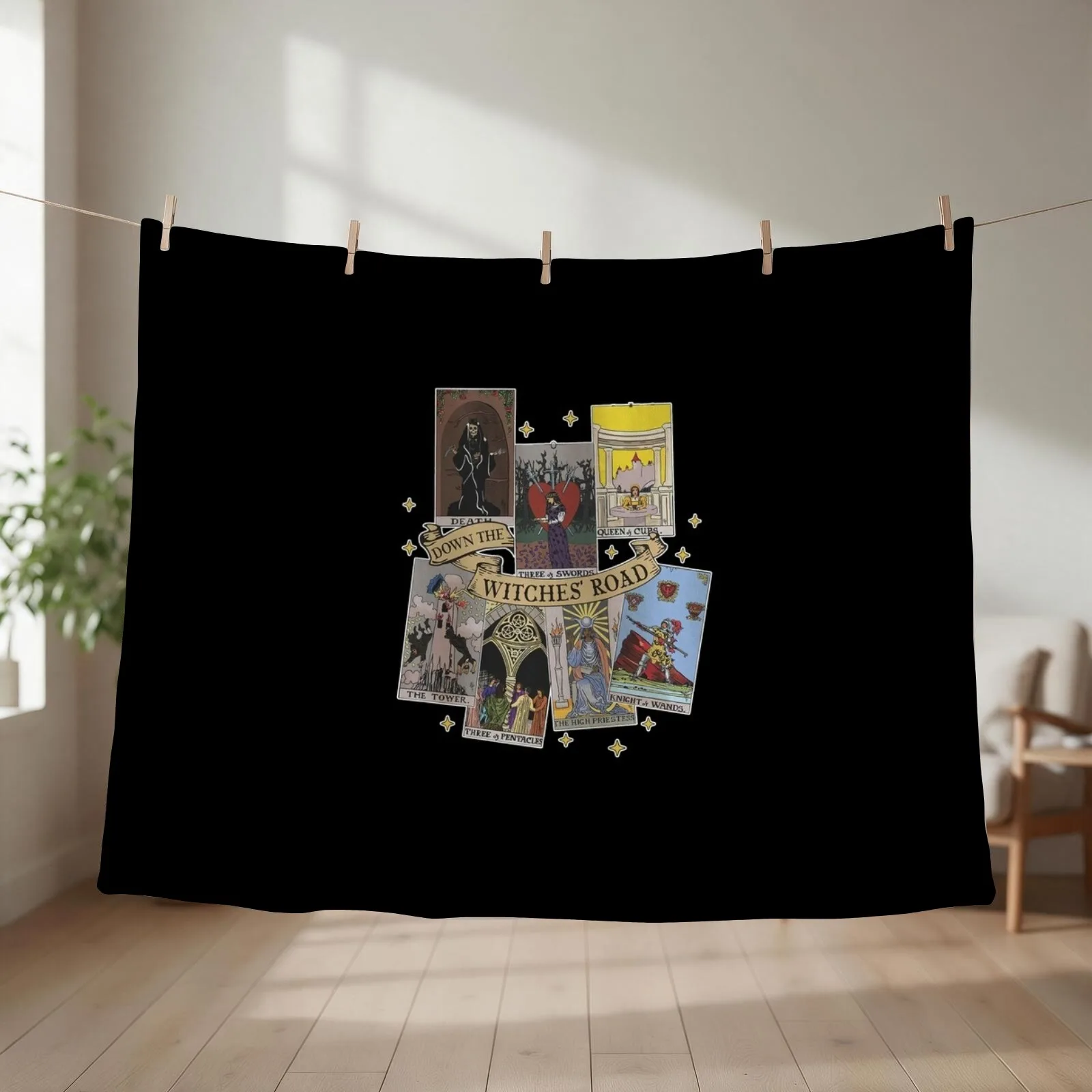 Vintage Agatha All Along Tarot Cards Throw Blanket couch cozy soft plush fuzzy picnic outdoor blanket