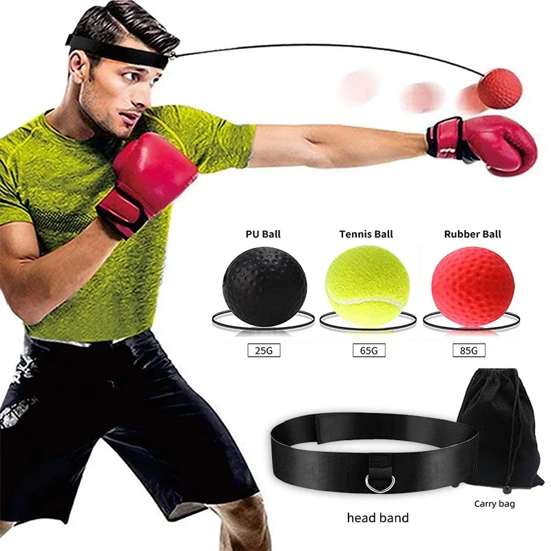 Boxing Reflex Ball Speed Force Punching Bag Fitness MMA Sanda Raising Reaction Hand Eye Agility Training Headband Gym Muay Thai