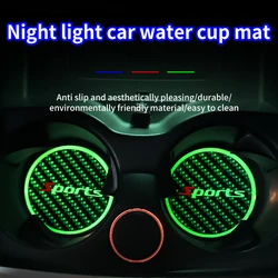 Car light mat Cup holder anti-slip colorful luminous carbon fiber pattern water coasters decorated car water coasters universal