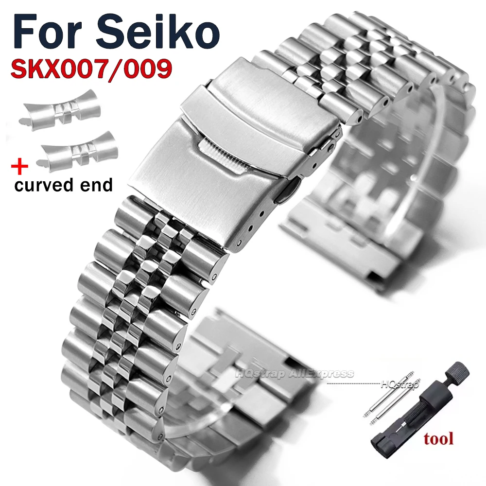 

Flat/Curved End Stainless Steel Strap for Jubilee for Seiko SKX007/009 Metal Bracelet 18mm 20mm 22mm Solid Wristband Accessories